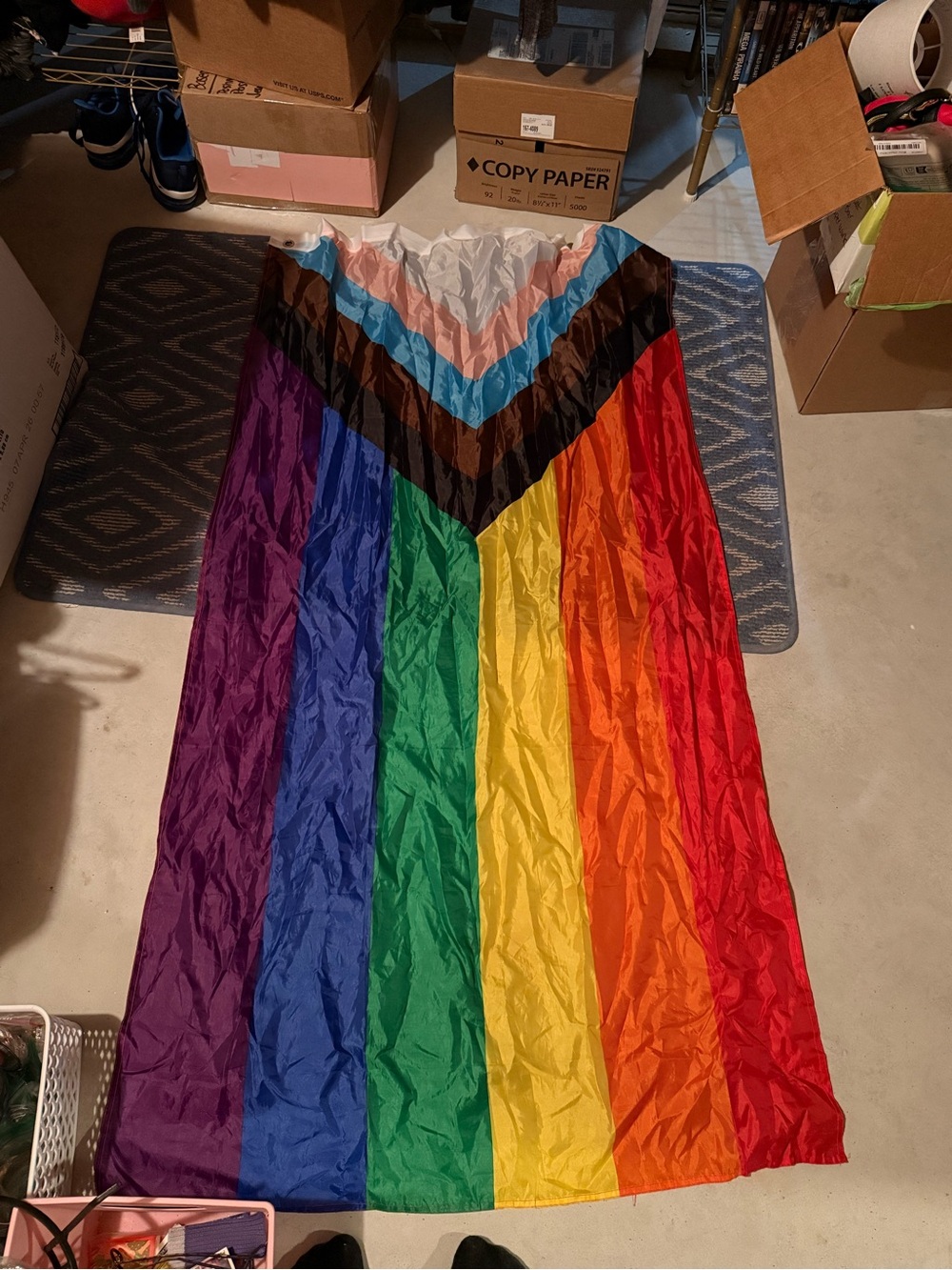 Rainbow Pride Parade Flag with Progress Chevron